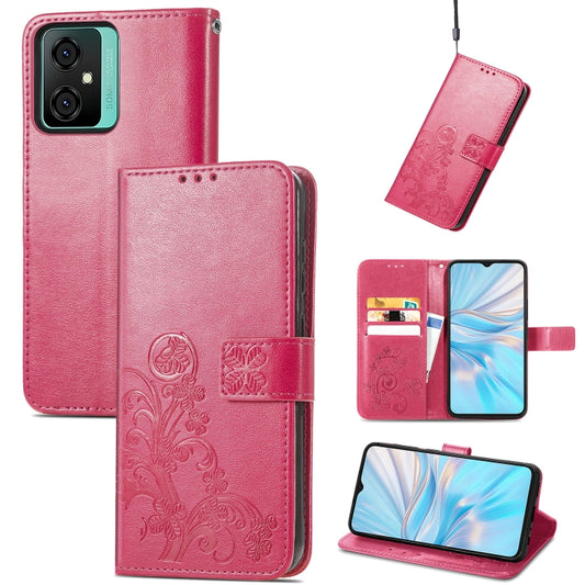 For Blackview Oscal C70 Four-leaf Clasp Embossed Buckle Leather Phone Case(Magenta) - More Brand by PMC Jewellery | Online Shopping South Africa | PMC Jewellery