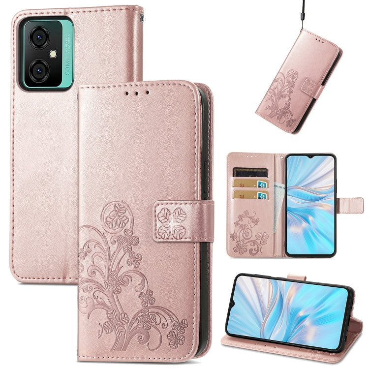 For Blackview Oscal C70 Four-leaf Clasp Embossed Buckle Leather Phone Case(Rose Gold) - More Brand by PMC Jewellery | Online Shopping South Africa | PMC Jewellery