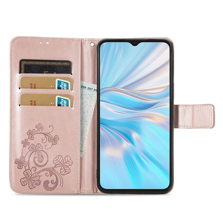 For Blackview Oscal C70 Four-leaf Clasp Embossed Buckle Leather Phone Case(Rose Gold) - More Brand by PMC Jewellery | Online Shopping South Africa | PMC Jewellery