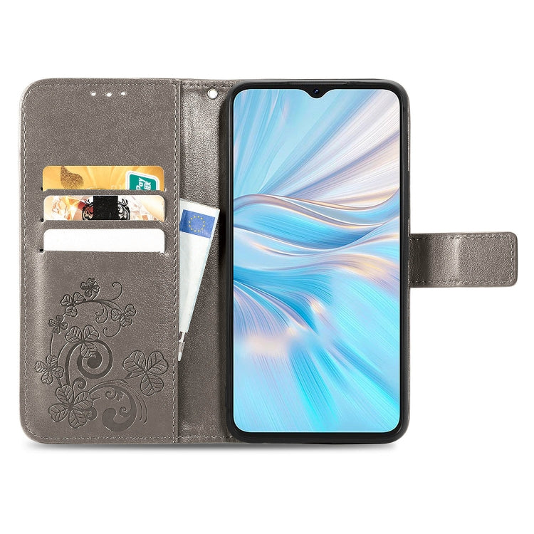 For Blackview Oscal C70 Four-leaf Clasp Embossed Buckle Leather Phone Case(Gray) - More Brand by PMC Jewellery | Online Shopping South Africa | PMC Jewellery