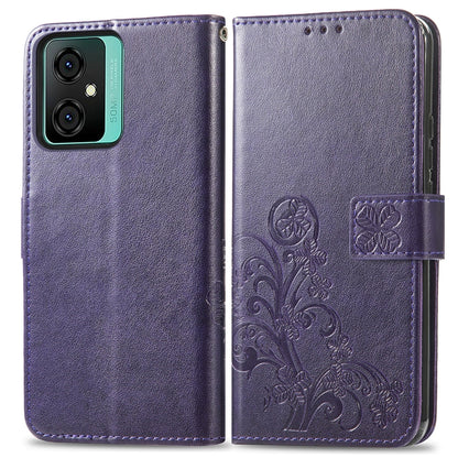 For Blackview Oscal C70 Four-leaf Clasp Embossed Buckle Leather Phone Case(Purple) - More Brand by PMC Jewellery | Online Shopping South Africa | PMC Jewellery