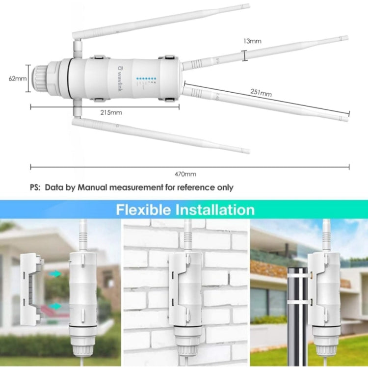 WAVLINK WN572HP3 AC1200 Dual Band Weatherproof Wireless Router Outdoor WiFi Extender, Plug:EU Plug - Wireless Routers by WAVLINK | Online Shopping South Africa | PMC Jewellery | Buy Now Pay Later Mobicred