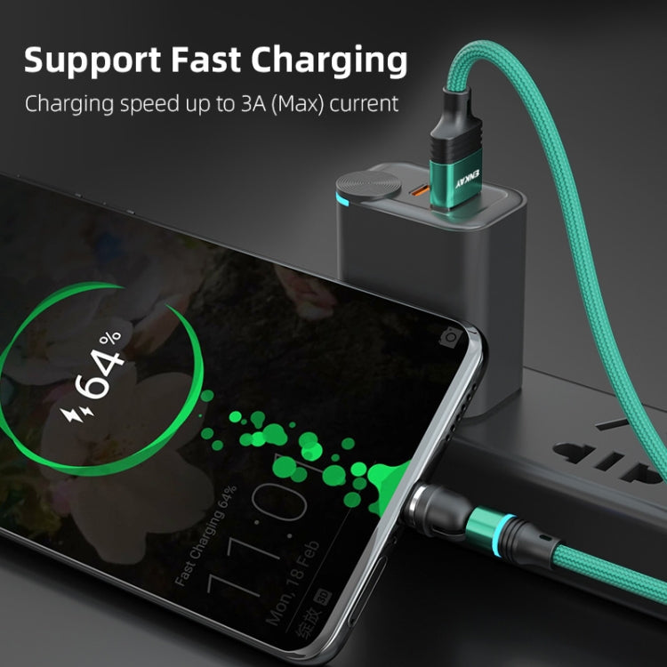 ENKAY 3 in 1 3A USB to Type-C / 8 Pin / Micro USB Magnetic 540 Degrees Rotating Fast Charging Cable, Length:2m(Green) - Charging Cable & Head by ENKAY | Online Shopping South Africa | PMC Jewellery | Buy Now Pay Later Mobicred