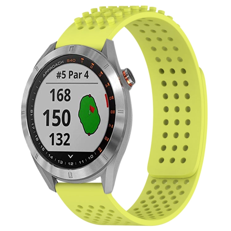 For Garmin Approach S40 20mm Holes Breathable 3D Dots Silicone Watch Band(Lime Green) - Watch Bands by PMC Jewellery | Online Shopping South Africa | PMC Jewellery