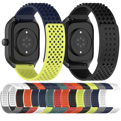 For Garmin Vivomove Sport 20mm Holes Breathable 3D Dots Silicone Watch Band(Midnight Blue+Olive Green) - Watch Bands by PMC Jewellery | Online Shopping South Africa | PMC Jewellery