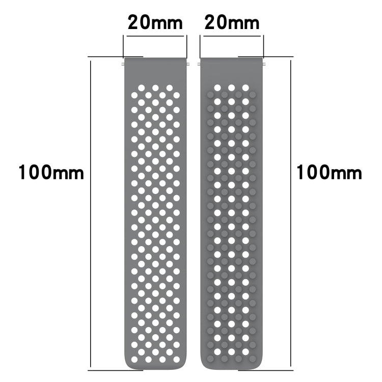 For Garmin Forerunner Sq2 Music 20mm Holes Breathable 3D Dots Silicone Watch Band(White+Grey) - Watch Bands by PMC Jewellery | Online Shopping South Africa | PMC Jewellery