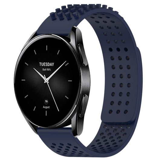 For Xiaomi Watch S2 46mm 22mm Holes Breathable 3D Dots Silicone Watch Band(Midnight Blue) - Watch Bands by PMC Jewellery | Online Shopping South Africa | PMC Jewellery