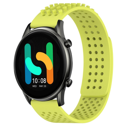 For Xiaomi Haylou RT2 LS10 22mm Holes Breathable 3D Dots Silicone Watch Band(Lime Green) - Watch Bands by PMC Jewellery | Online Shopping South Africa | PMC Jewellery