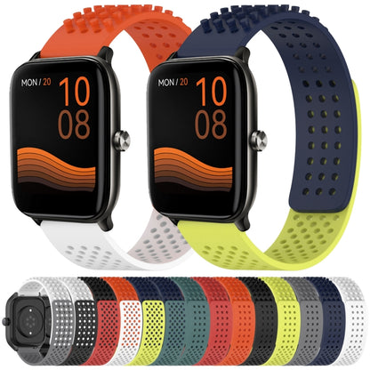 For Xiaomi MI Watch S1 Pro 22mm Holes Breathable 3D Dots Silicone Watch Band(Midnight Blue+Olive Green) - Watch Bands by PMC Jewellery | Online Shopping South Africa | PMC Jewellery