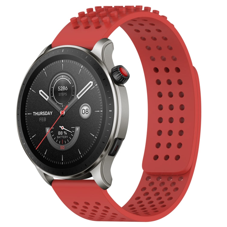 For Amazfit GTR 4 Pro 22mm Holes Breathable 3D Dots Silicone Watch Band(Red) - Watch Bands by PMC Jewellery | Online Shopping South Africa | PMC Jewellery