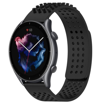 For Amazfit GTR 3 22mm Holes Breathable 3D Dots Silicone Watch Band(Black) - Watch Bands by PMC Jewellery | Online Shopping South Africa | PMC Jewellery