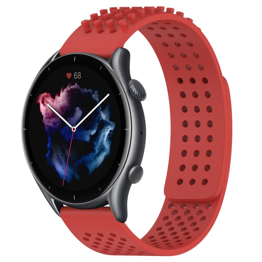 For Amazfit GTR 3 22mm Holes Breathable 3D Dots Silicone Watch Band(Red) - Watch Bands by PMC Jewellery | Online Shopping South Africa | PMC Jewellery