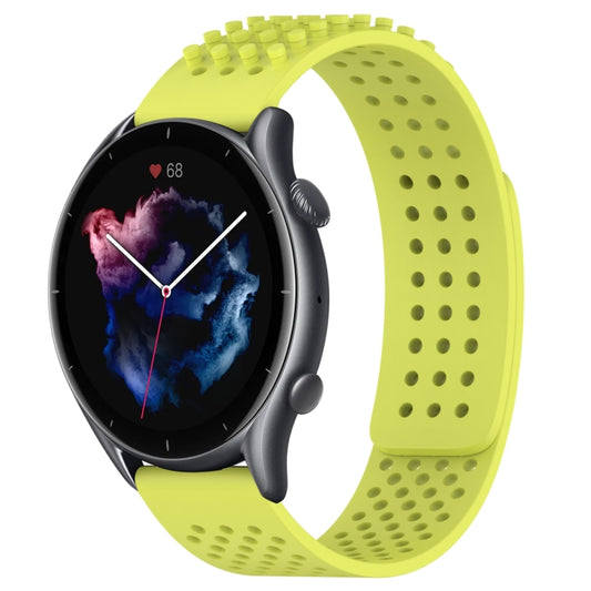 For Amazfit GTR 3 22mm Holes Breathable 3D Dots Silicone Watch Band(Lime Green) - Watch Bands by PMC Jewellery | Online Shopping South Africa | PMC Jewellery