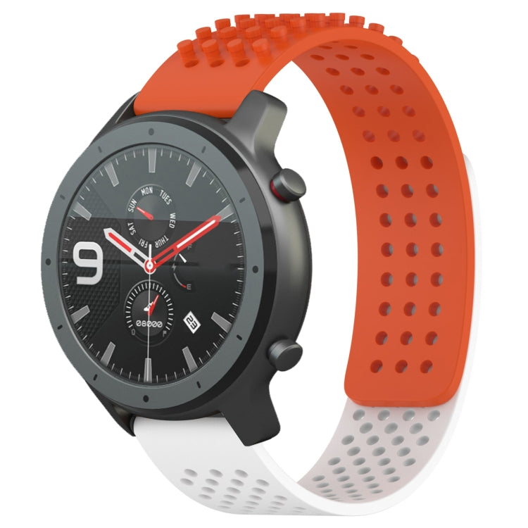 For Amazfit GTR 47mm 22mm Holes Breathable 3D Dots Silicone Watch Band(Orange+White) - Watch Bands by PMC Jewellery | Online Shopping South Africa | PMC Jewellery