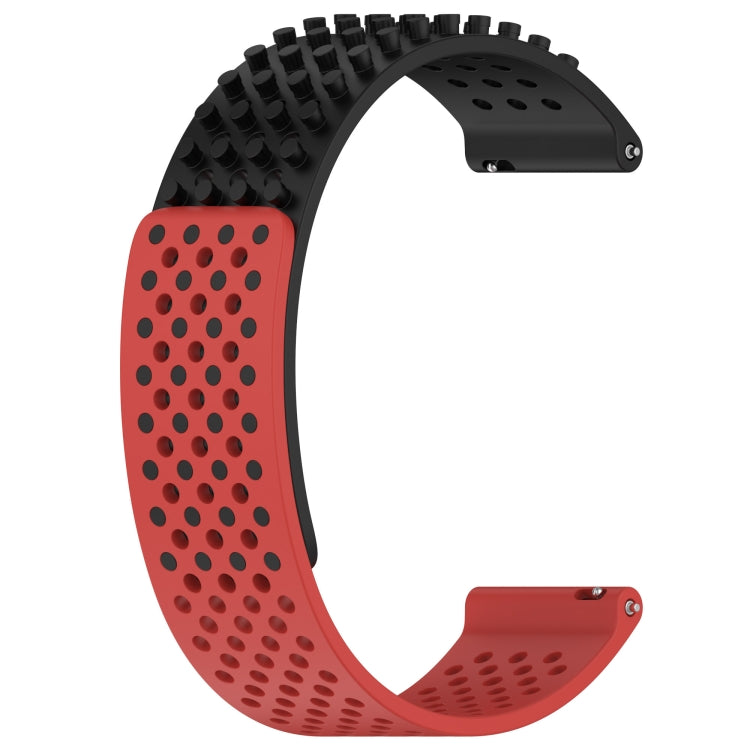 For Amazfit Bip 5 22mm Holes Breathable 3D Dots Silicone Watch Band(Black+Red) - Watch Bands by PMC Jewellery | Online Shopping South Africa | PMC Jewellery