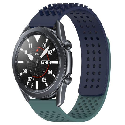 For Samsung Galaxy Watch3 45mm 22mm Holes Breathable 3D Dots Silicone Watch Band(Midnight Blue+Olive Green) - Watch Bands by PMC Jewellery | Online Shopping South Africa | PMC Jewellery