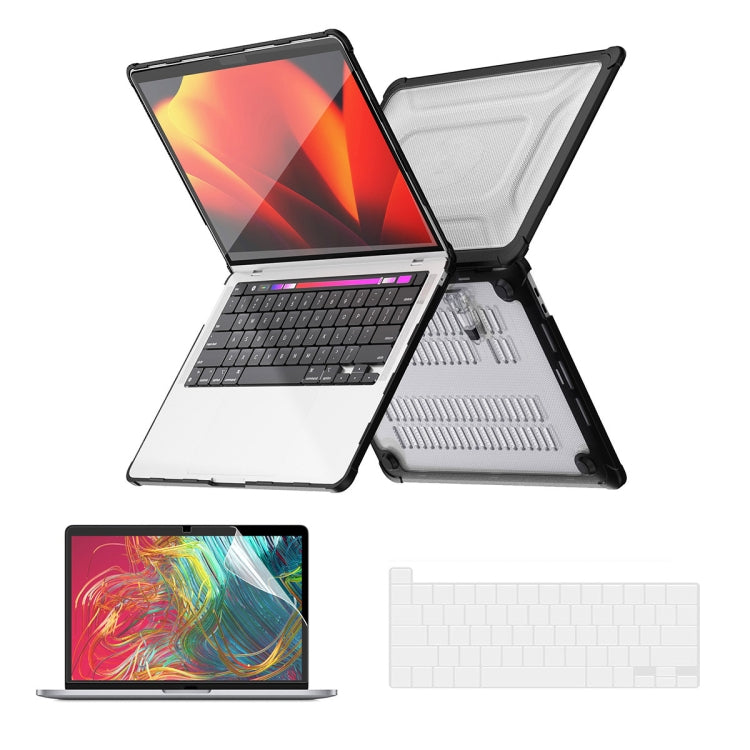 For MacBook Pro 13.3 A2251/A2289/A2338 ENKAY Hat-Prince 3 in 1 Protective Bracket Case Cover Hard Shell with TPU Keyboard Film / PET Screen Protector, Version:US(Black) - MacBook Pro Cases by ENKAY | Online Shopping South Africa | PMC Jewellery | Buy Now Pay Later Mobicred