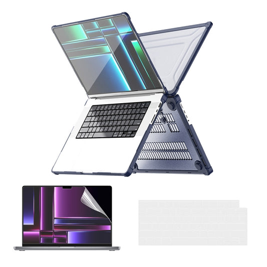 For MacBook Pro 14.2 A2442/A2779 ENKAY Hat-Prince 3 in 1 Protective Bracket Case Cover Hard Shell with TPU Keyboard Film / PET Screen Protector, Version:EU(Dark Blue) - MacBook Pro Cases by ENKAY | Online Shopping South Africa | PMC Jewellery | Buy Now Pay Later Mobicred