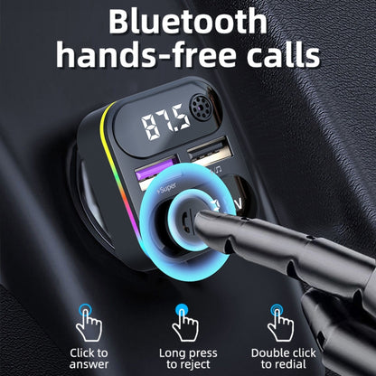 C37 Car QC3.0 20W Fast Charger LED Backlit Atmosphere Light MP3 Player Bluetooth FM Transmitter - Bluetooth Car Kits by PMC Jewellery | Online Shopping South Africa | PMC Jewellery | Buy Now Pay Later Mobicred