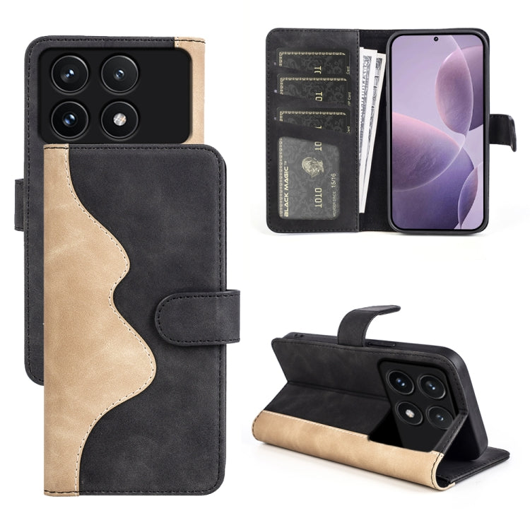 For Xiaomi Redmi K70 Stitching Horizontal Flip Leather Phone Case(Black) - K70 Cases by PMC Jewellery | Online Shopping South Africa | PMC Jewellery | Buy Now Pay Later Mobicred