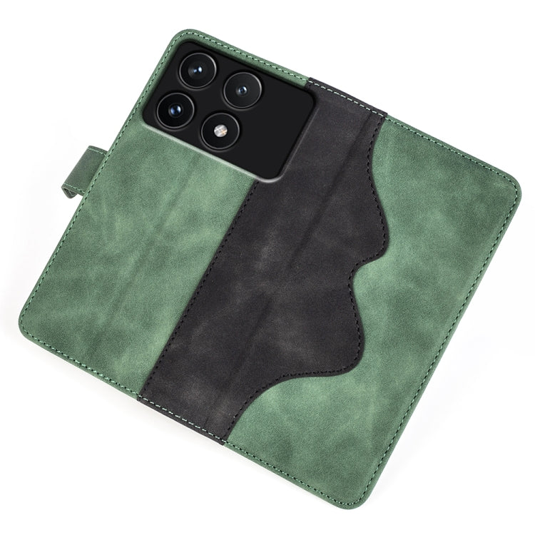 For Xiaomi Redmi K70 Stitching Horizontal Flip Leather Phone Case(Green) - K70 Cases by PMC Jewellery | Online Shopping South Africa | PMC Jewellery | Buy Now Pay Later Mobicred