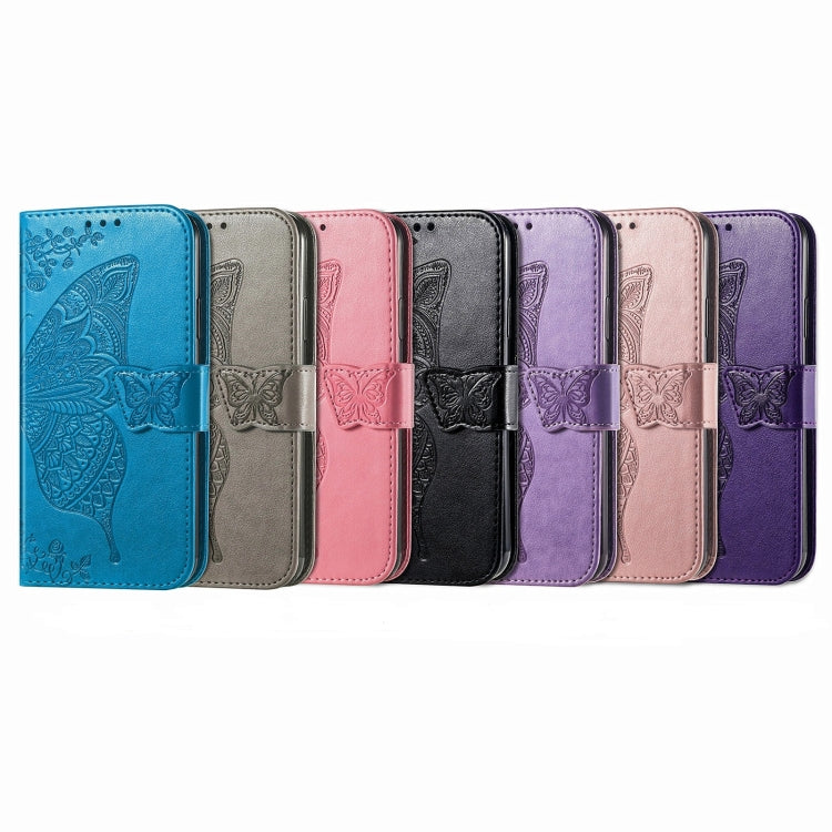 For iPhone 16e Butterfly Love Flower Embossed Leather Phone Case(Pink) - iPhone 16e Cases by PMC TechLife | Online Shopping South Africa | PMC TechLife | Buy Now Pay Later Mobicred