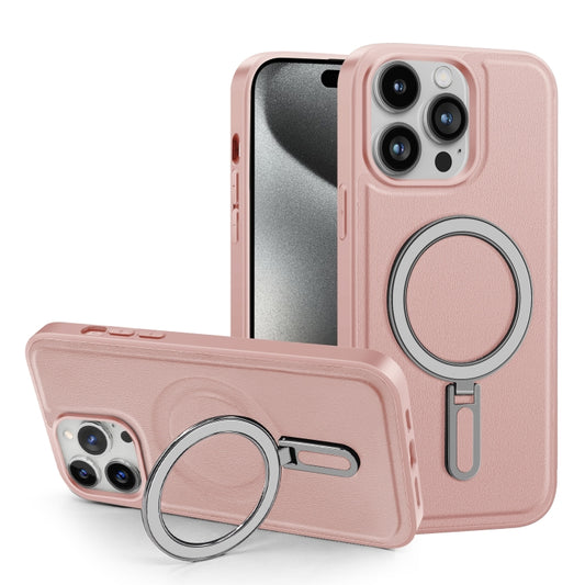 For iPhone 15 Pro Max Shield MagSafe Magnetic Holder Phone Case(Pink) - iPhone 15 Pro Max Cases by PMC Jewellery | Online Shopping South Africa | PMC Jewellery