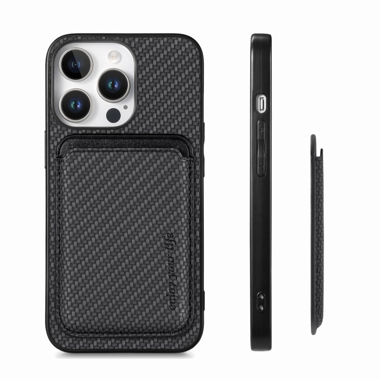 For iPhone 16 Pro Carbon Fiber Leather Card Magsafe Phone Case(Black) - iPhone 16 Pro Cases by PMC Jewellery | Online Shopping South Africa | PMC Jewellery | Buy Now Pay Later Mobicred