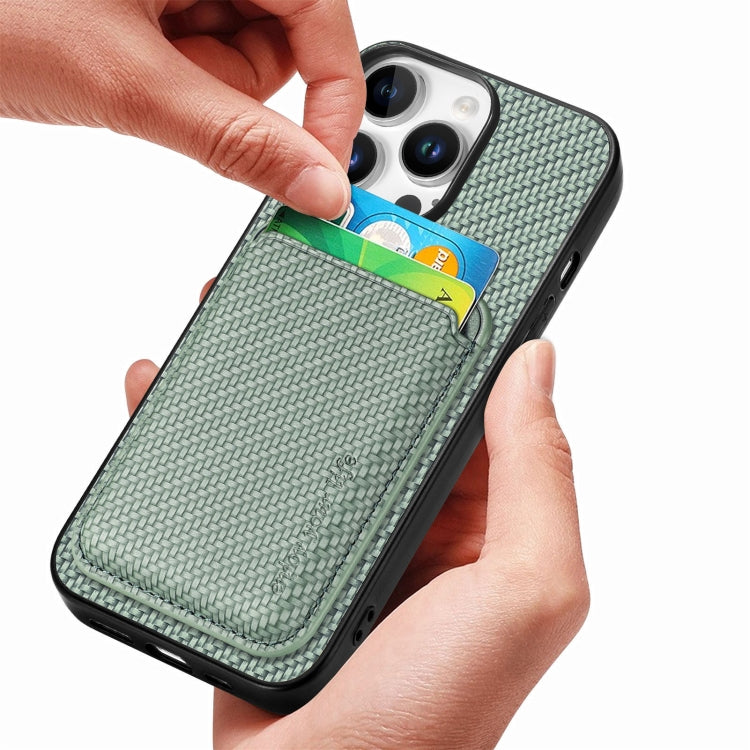 For iPhone 16 Pro Carbon Fiber Leather Card Magsafe Phone Case(Green) - iPhone 16 Pro Cases by PMC Jewellery | Online Shopping South Africa | PMC Jewellery | Buy Now Pay Later Mobicred