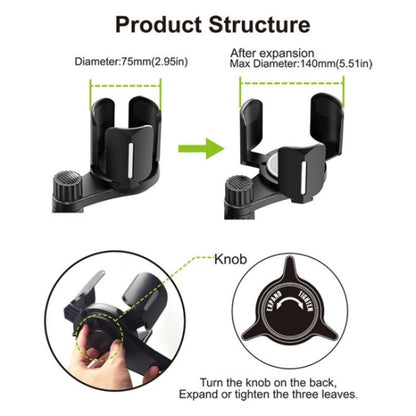 D07 3-Clip Adjustable Cup Holder Car Mount Drink Bottle Snack Car Cup Holder Expander - Car Drink Holders by PMC Jewellery | Online Shopping South Africa | PMC Jewellery | Buy Now Pay Later Mobicred