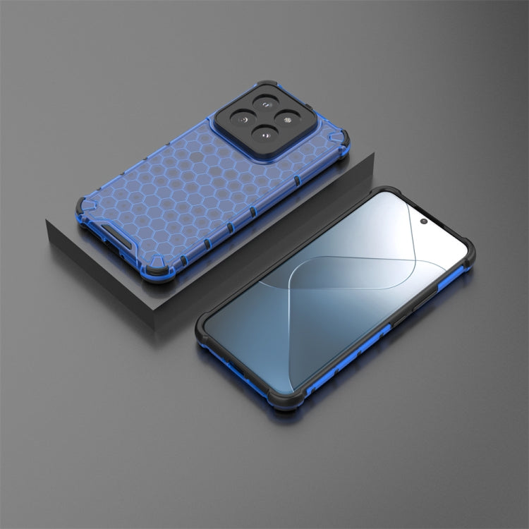 For Xiaomi 14 Pro Shockproof Honeycomb Phone Case(Blue) - 14 Pro Cases by PMC Jewellery | Online Shopping South Africa | PMC Jewellery | Buy Now Pay Later Mobicred