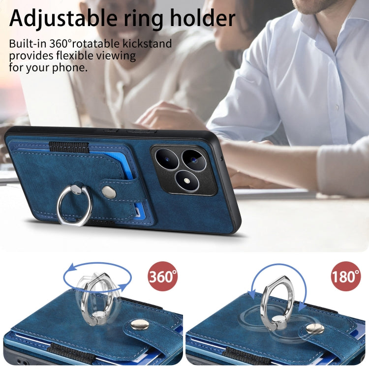 For Realme C53 4G Retro Skin-feel Ring Multi-card Wallet Phone Case(Blue) - Realme Cases by PMC TechLife | Online Shopping South Africa | PMC TechLife | Buy Now Pay Later Mobicred