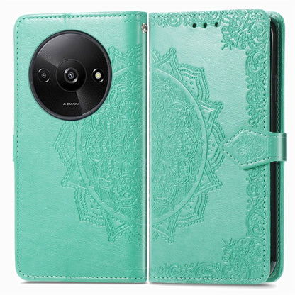 For Xiaomi Redmi A3 Mandala Flower Embossed Leather Phone Case(Green) - Xiaomi Cases by PMC Jewellery | Online Shopping South Africa | PMC Jewellery | Buy Now Pay Later Mobicred