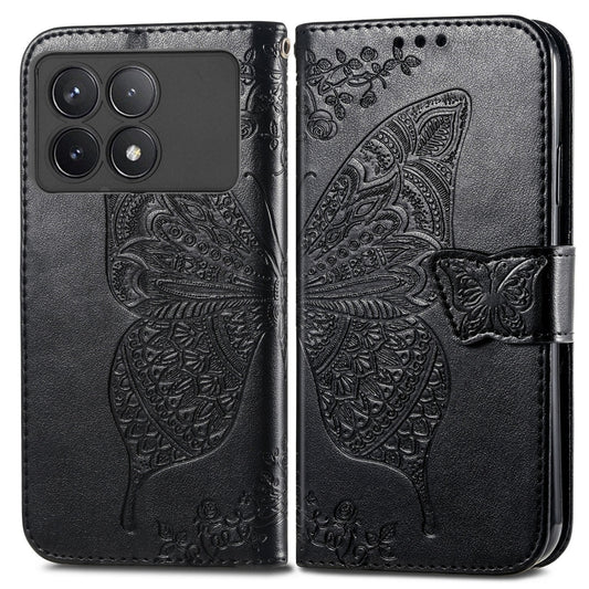 For Xiaomi Redmi K70 Butterfly Love Flower Embossed Leather Phone Case(Black) - K70 Cases by PMC Jewellery | Online Shopping South Africa | PMC Jewellery | Buy Now Pay Later Mobicred