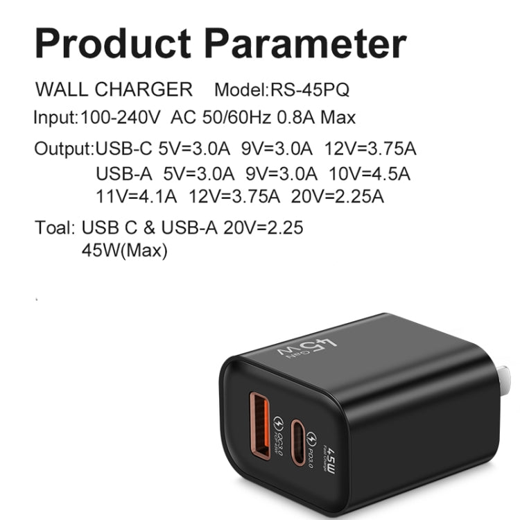 45PQ 45W PD25W + QC3.0 20W USB Fully Compatible Super Fast Charger, US Plug(Yellow) - USB Charger by PMC Jewellery | Online Shopping South Africa | PMC Jewellery