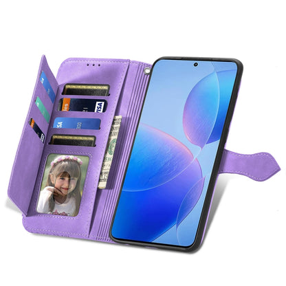 For Xiaomi Redmi K70 Pro Embossed Flower Zipper Leather Phone Case(Purple) - K70 Pro Cases by PMC Jewellery | Online Shopping South Africa | PMC Jewellery | Buy Now Pay Later Mobicred