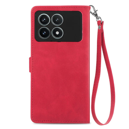 For Xiaomi Redmi K70 Pro Embossed Flower Zipper Leather Phone Case(Red) - K70 Pro Cases by PMC Jewellery | Online Shopping South Africa | PMC Jewellery | Buy Now Pay Later Mobicred