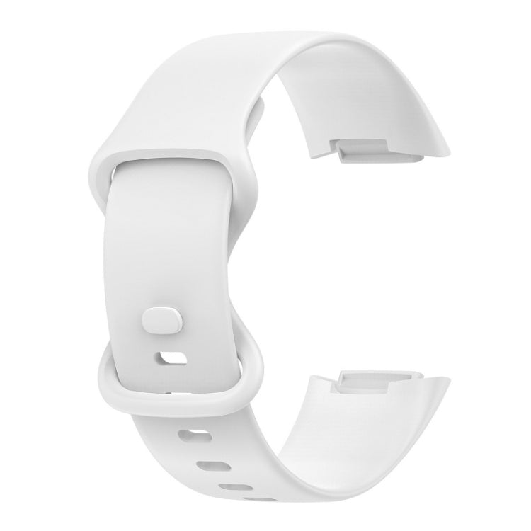 For Fitbit Charge 6 Solid Color Butterfly Buckle Silicone Watch Band, Size:L Size(White) - Watch Bands by PMC Jewellery | Online Shopping South Africa | PMC Jewellery | Buy Now Pay Later Mobicred