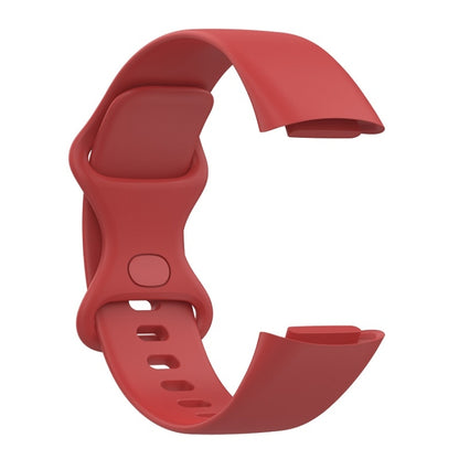 For Fitbit Charge 6 Solid Color Butterfly Buckle Silicone Watch Band, Size:L Size(Red) - Watch Bands by PMC Jewellery | Online Shopping South Africa | PMC Jewellery | Buy Now Pay Later Mobicred