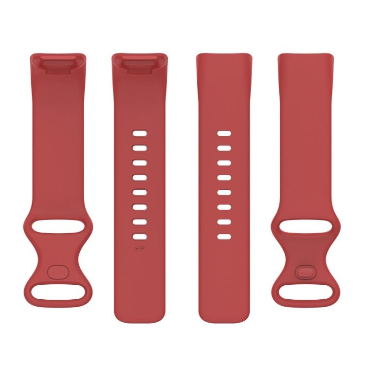 For Fitbit Charge 6 Solid Color Butterfly Buckle Silicone Watch Band, Size:L Size(Red) - Watch Bands by PMC Jewellery | Online Shopping South Africa | PMC Jewellery | Buy Now Pay Later Mobicred