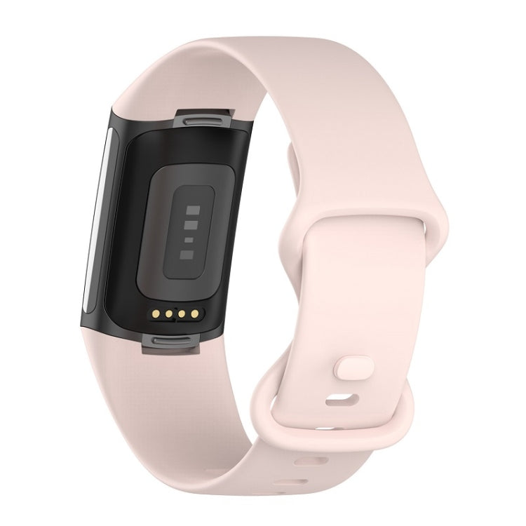 For Fitbit Charge 6 Solid Color Butterfly Buckle Silicone Watch Band, Size:L Size(Light Pink) - Watch Bands by PMC TechLife | Online Shopping South Africa | PMC TechLife | Buy Now Pay Later Mobicred