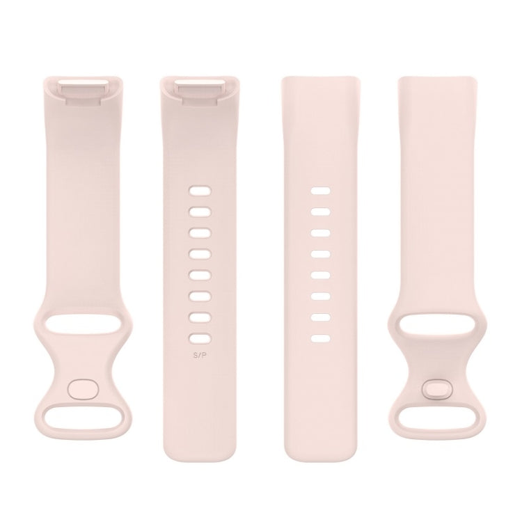 For Fitbit Charge 6 Solid Color Butterfly Buckle Silicone Watch Band, Size:L Size(Light Pink) - Watch Bands by PMC Jewellery | Online Shopping South Africa | PMC Jewellery | Buy Now Pay Later Mobicred