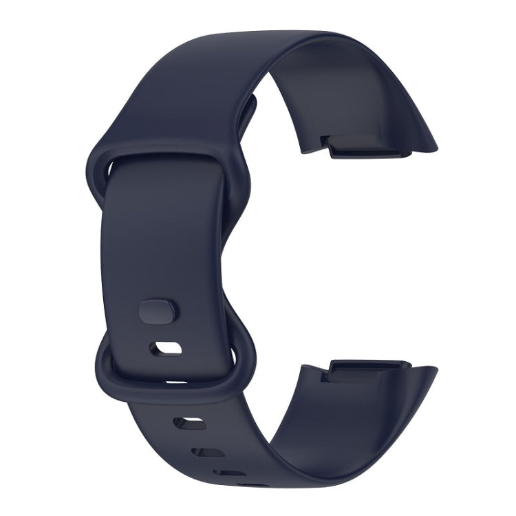 For Fitbit Charge 6 Solid Color Butterfly Buckle Silicone Watch Band, Size:L Size(Dark Blue) - Watch Bands by PMC Jewellery | Online Shopping South Africa | PMC Jewellery | Buy Now Pay Later Mobicred