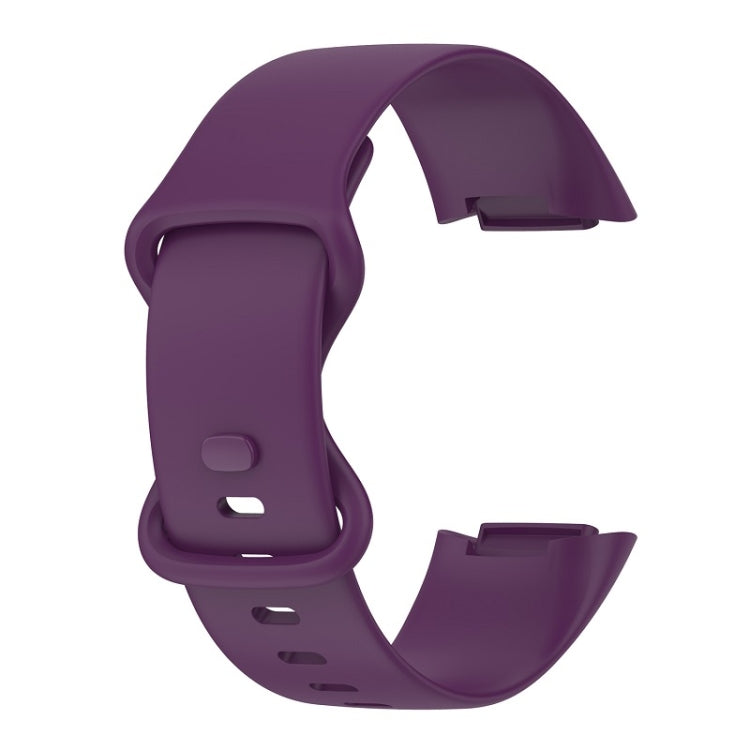 For Fitbit Charge 6 Solid Color Butterfly Buckle Silicone Watch Band, Size:L Size(Dark Purple) - Watch Bands by PMC Jewellery | Online Shopping South Africa | PMC Jewellery | Buy Now Pay Later Mobicred