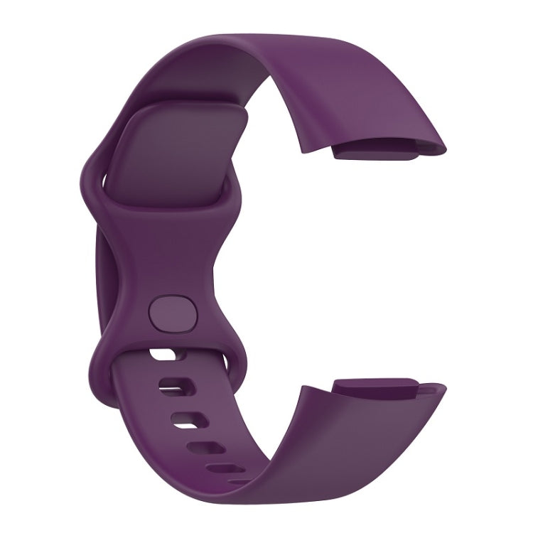 For Fitbit Charge 6 Solid Color Butterfly Buckle Silicone Watch Band, Size:L Size(Dark Purple) - Watch Bands by PMC Jewellery | Online Shopping South Africa | PMC Jewellery | Buy Now Pay Later Mobicred