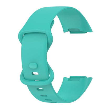 For Fitbit Charge 6 Solid Color Butterfly Buckle Silicone Watch Band, Size:L Size(Teal Green) - Watch Bands by PMC Jewellery | Online Shopping South Africa | PMC Jewellery | Buy Now Pay Later Mobicred