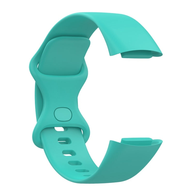 For Fitbit Charge 6 Solid Color Butterfly Buckle Silicone Watch Band, Size:L Size(Teal Green) - Watch Bands by PMC Jewellery | Online Shopping South Africa | PMC Jewellery | Buy Now Pay Later Mobicred