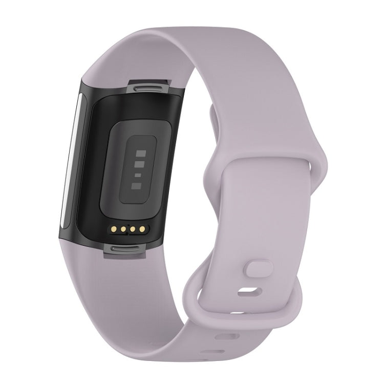 For Fitbit Charge 6 Solid Color Butterfly Buckle Silicone Watch Band, Size:L Size(Light Purple) - Watch Bands by PMC Jewellery | Online Shopping South Africa | PMC Jewellery | Buy Now Pay Later Mobicred