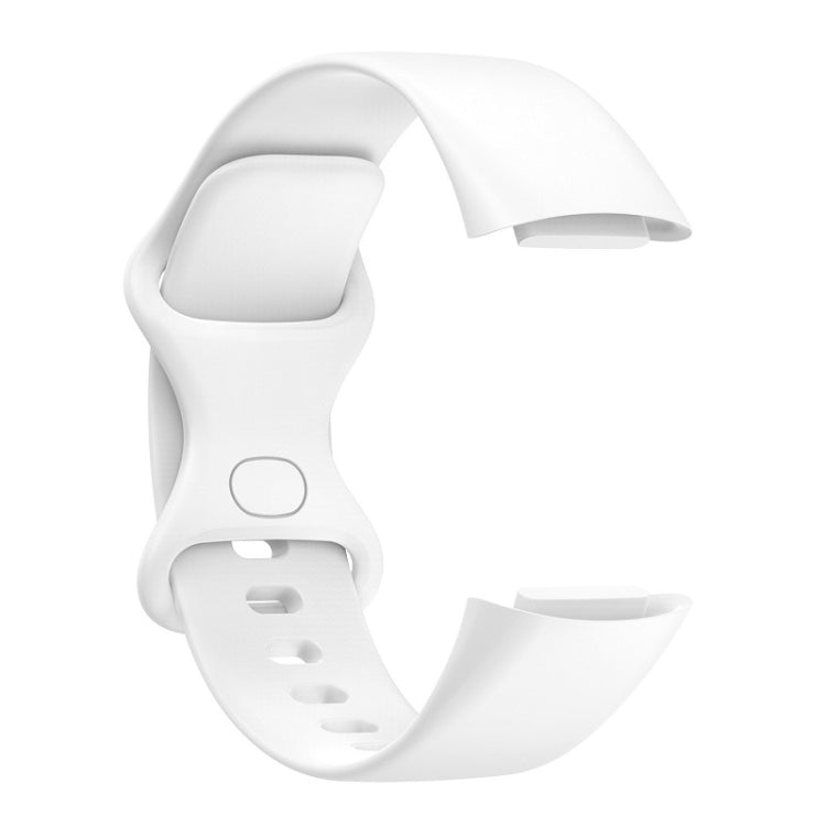 For Fitbit Charge 6 Solid Color Butterfly Buckle Silicone Watch Band, Size:S Size(White) - Watch Bands by PMC Jewellery | Online Shopping South Africa | PMC Jewellery | Buy Now Pay Later Mobicred