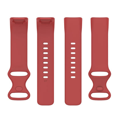 For Fitbit Charge 6 Solid Color Butterfly Buckle Silicone Watch Band, Size:S Size(Red) - Watch Bands by PMC Jewellery | Online Shopping South Africa | PMC Jewellery | Buy Now Pay Later Mobicred